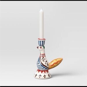Painted Ceramic Bird Taper Candle Holder - Threshold